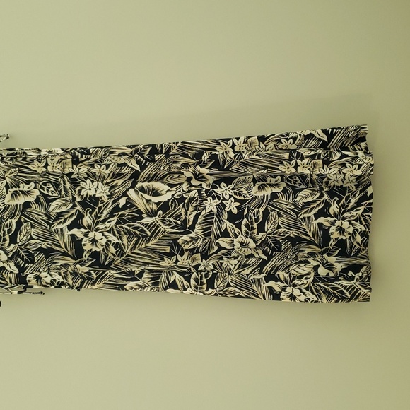 Teddi Vintage Floral Midi Dress Small Black Tan Sleeveless Tropical Hawaiian 90s - Picture 7 of 12